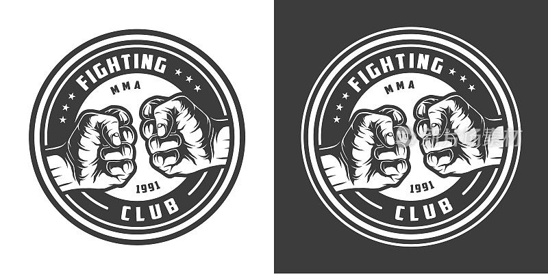 Vintage monochrome mma fight club emblem